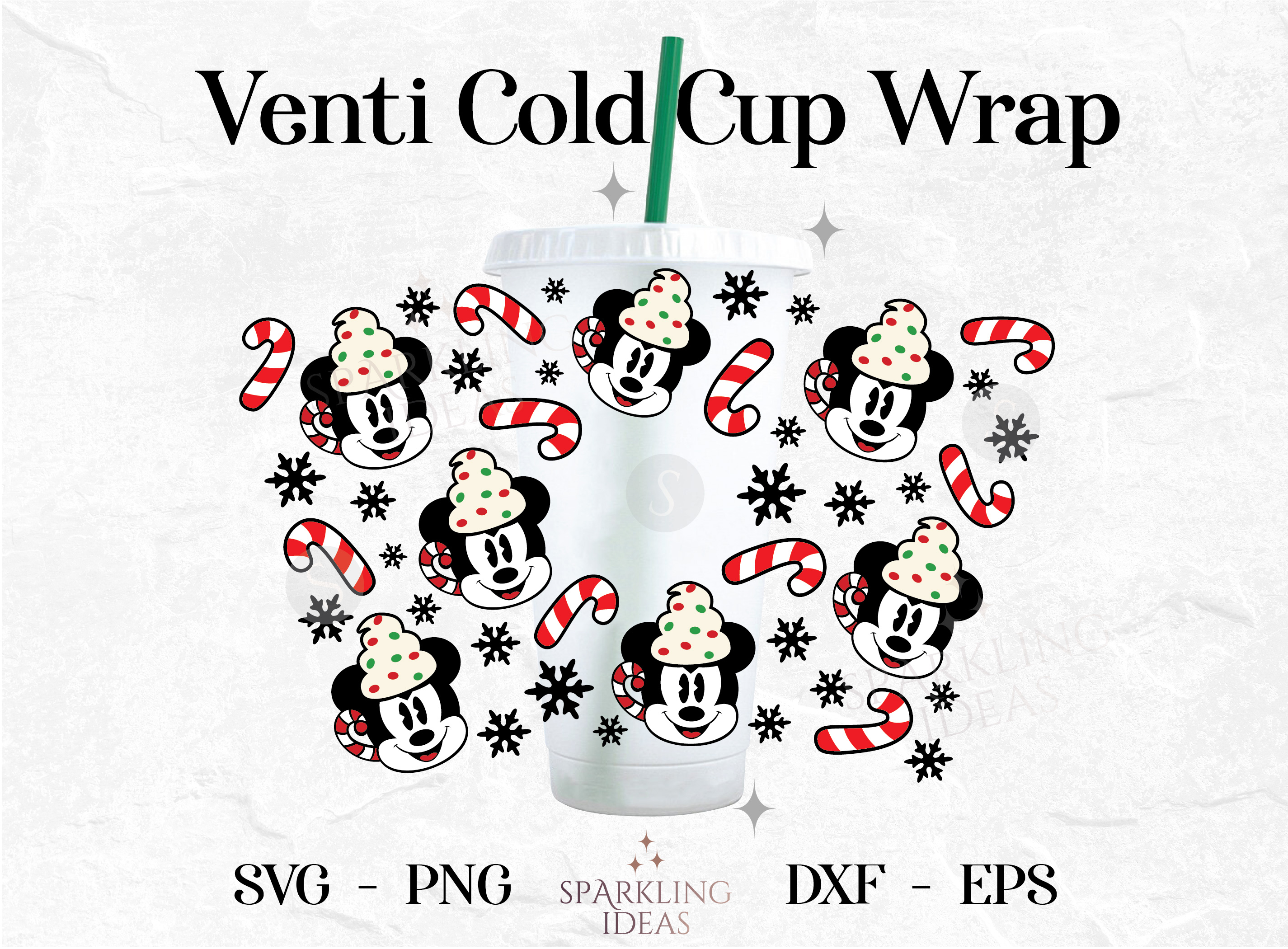 Mouse Ears Hot Cocoa Christmas Wrap for Cold Cup 24oz SVG Mouse Ears Hot Drink Mug Cold Cup Holiday Christmas Mouse Head Cocoa