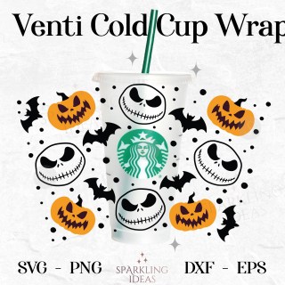 Jack Pumpkins Wrap For Cold Cups SVG Jack Creepy Halloween Skellington Pumpkin King