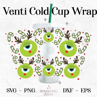 Mike Reindeer Wrap For Cold Cups 24 oz Mike Christmas Cold Cup Mike Monster Reindeer Christmas Reindeer