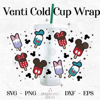 Mouse Club Popsicles Wrap For Cold Cups 24oz SVG Ice Cream Mouse Ears Cold Cup Summer Snack Mouse Inspired