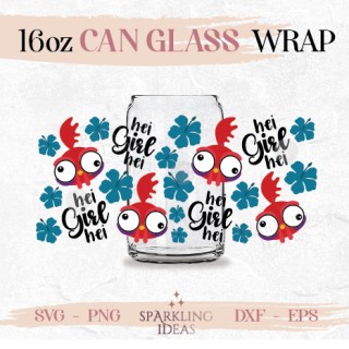 Hei Girl Hei Can glass SVG 16oz Chicken Rooster Funny Inspired