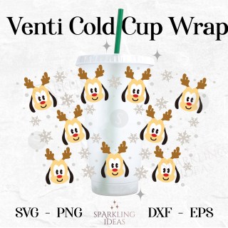 Pluto Reindeer Wrap Cold Cup 24oz SVG Christmas Cold Cup Christmas Reindeer Pluto