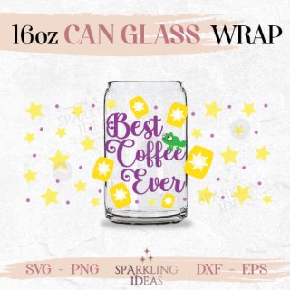 Best Coffee Ever Can glass SVG 16oz Pascal Glass Svg Tangled Sun Star Wrap