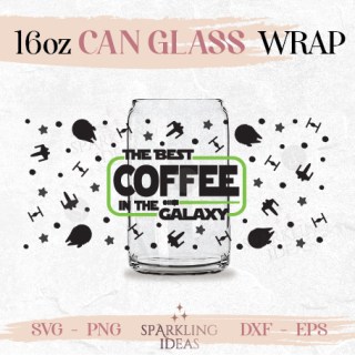 Best Coffee in the Galaxy Can glass wrap SVG 16oz, Lightsaber Libbey Glass Can Svg, Galaxy Ships Can Wrap Svg, Jedi SVG Wrap Svg, Death Star 