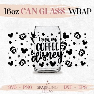 I run on Coffee and Magic World Can glass SVG 16oz Love Coffee Funny Quotes Mom SVG Wrap Svg