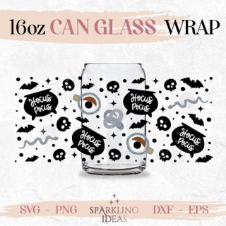Hocus Pocus Can glass wrap SVG 16oz, Smell Children Glass Halloween Book of Spell Beer Witch Inspired