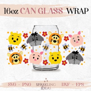Pooh Friends Can glass SVG 16oz Tsum Tsum Pooh Friends Glass Honey Bear Inspired