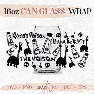 Kuzco's Poison Can glass wrap SVG 16oz Llama Extract Yzma’s Potions Kuzco Llama Beer