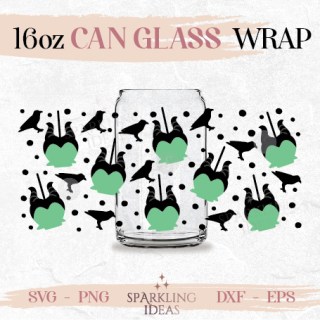 Maleficent Apple Halloween Can glass wrap SVG 16oz Caramel apple Inspired Halloween Villains Candy