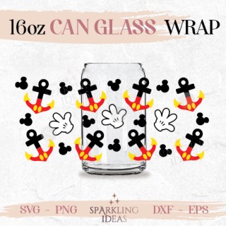 Mouse Anchor Can glass Wrap SVG 16oz Mouse Cruise Gloves Mouse Gloves Mouse Ears