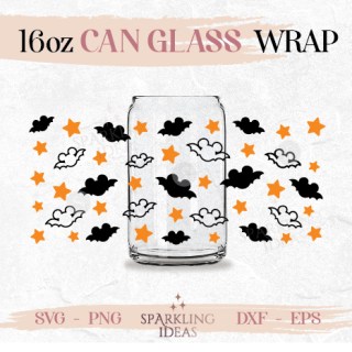 Halloween Mouse Bats Can glass Wrap SVG 16oz Halloween Mouse Ears Spooky Season Beer Halloween Bats King