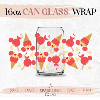 Mouse Ears Ice Cream Can glass wrap SVG 16oz Mouse Ears Summer Mouse Ears Soft serve Mouse