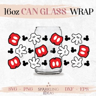 Mouse Gloves Pants Can glass wrap SVG 16oz Magic Kingdom Mouse Hands