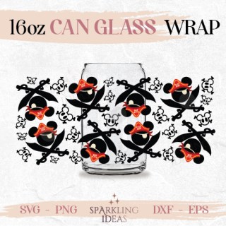Mouse Ears Pirate Can glass wrap SVG 16oz Mouse Pirate Hat A Pirate's Life Pirate Mouse