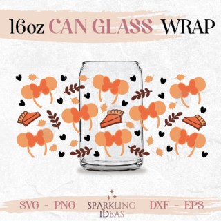 Mouse Ears Headband Fall Can glass wrap SVG 16oz Mouse Pumpkin Pie Fall Mouse Ears Pumpkin Fall Pumpkin Beer Fall Autumn Leaves Pumpkin Season