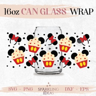 Mouse Cupcakes Can glass wrap Svg 16oz Mouse Headband Mouse Ears Bow