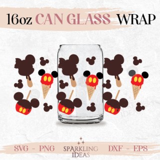 Mouse Ears Ice Cream Can glass SVG 16oz, Ice Cream Ears Summer Snack Mouse Inspired