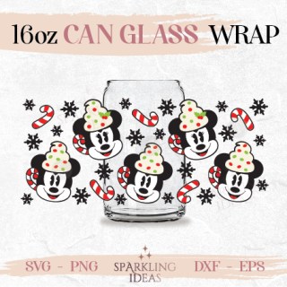 Mouse Ears Hot Cocoa Can glass SVG 16oz Mouse Ears Christmas Mouse Hot Drink Mug Glass Holiday Christmas