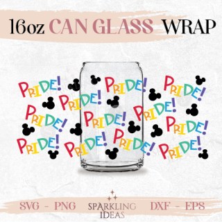 Pride Mouse Ears Can glass SVG 16oz Rainbow Mouse Inspired Mouse Heads