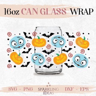 Sally and Pumpkins Can glass wrap SVG 16oz, Sally Can Wrap Svg, Creepy Halloween SVG Wrap, Sally Skellington Beer Glass SVG. Halloween Pumpkin Wrap Svg
