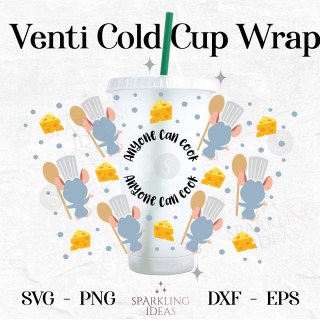 Chef Remy Wrap For Cold Cups 24oz SVG Ratatouille Food and Wine Magical Inspired Remy's Culinary Institute