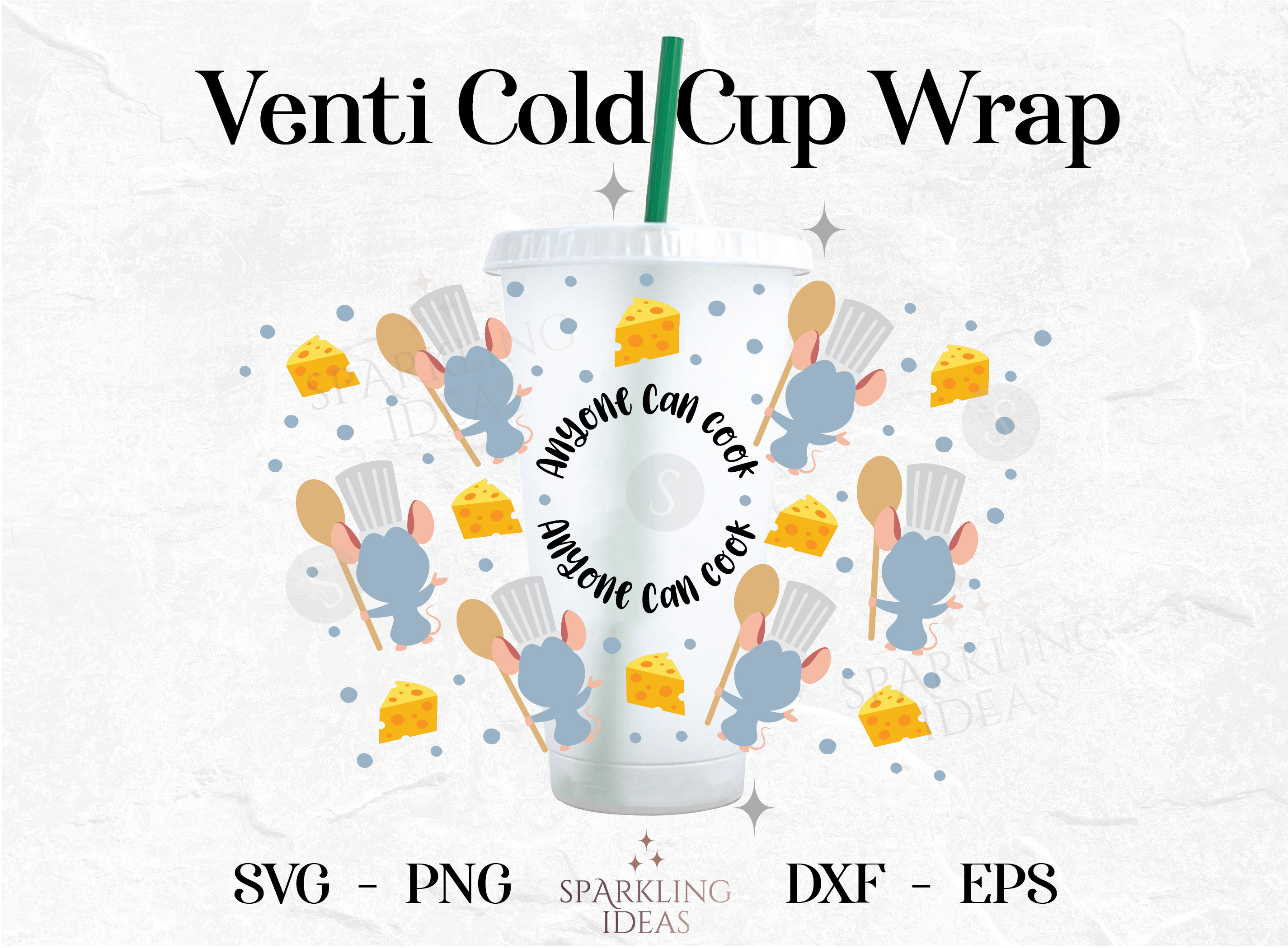 Chef Remy Wrap For Cold Cups 24oz SVG Ratatouille Food and Wine Magical Inspired Remy's Culinary Institute