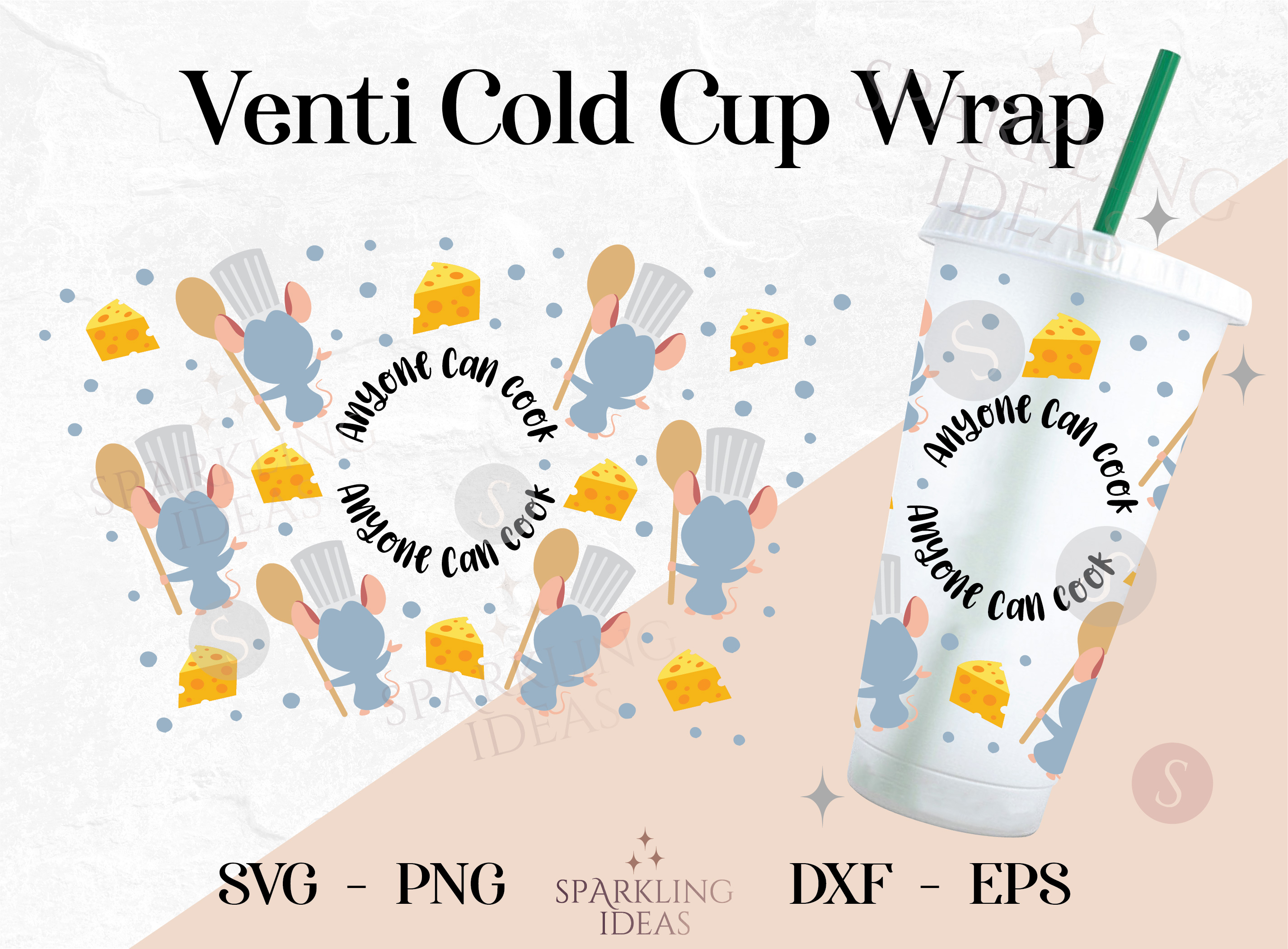Chef Remy Wrap For Cold Cups 24oz SVG, Ratatouille Cold Cup Svg, Food and Wine Magical Inspired Wrap Svg, Remy's Culinary Institute Wrap Svg - Image 2