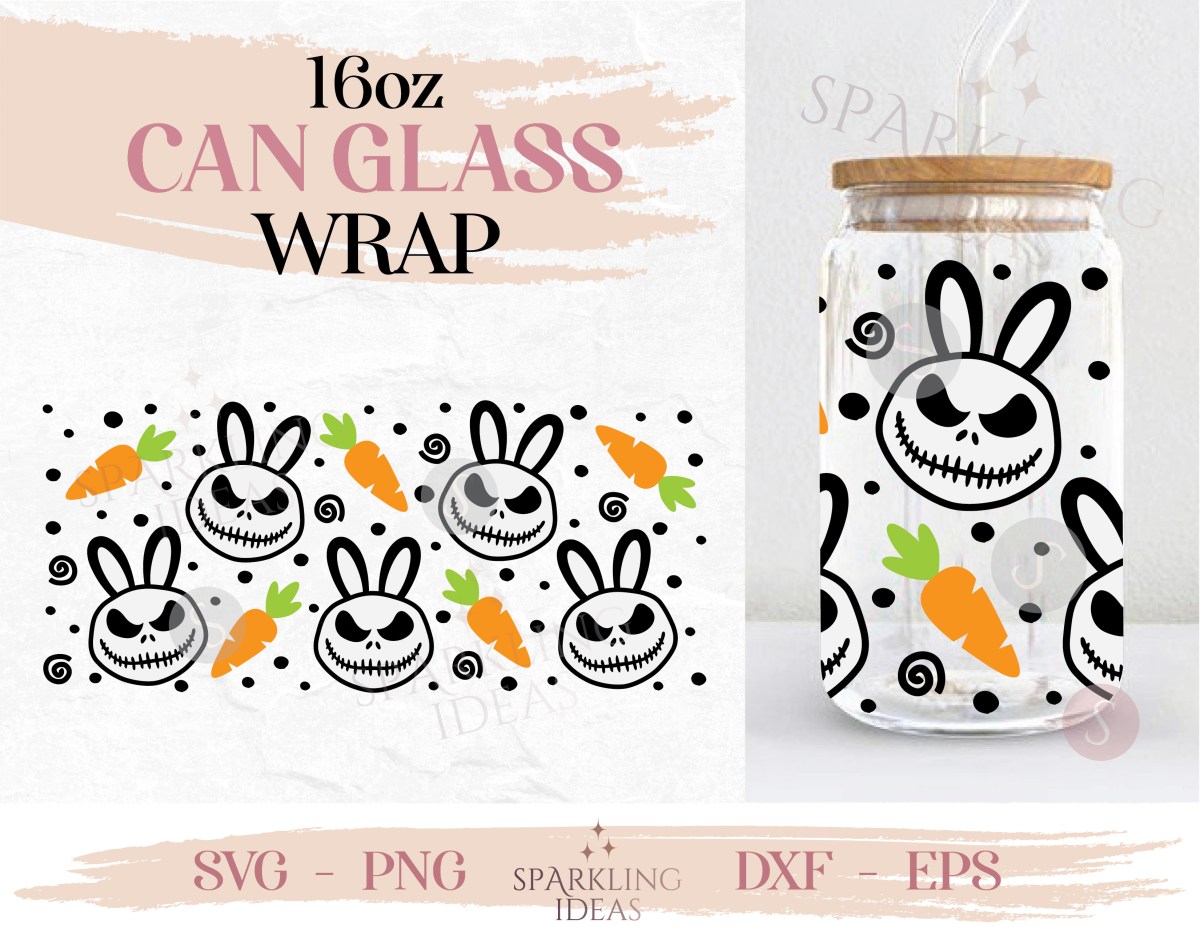 Jack Easter Bunny Can Glass SVG, Easter Jack Cut File Svg, Happy Easter