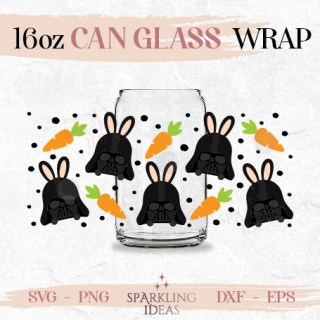 Darth Vader Easter Bunny Can Glass SVG, Easter Ears Cut Files, Happy Easter Holiday Wrap Svg