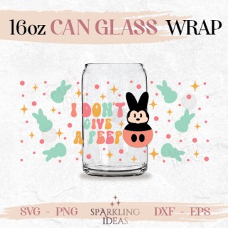 I don't give a Peep Can Glass SVG, Mickey Easter Bunny Cut File Svg, Happy Easter Holiday Animal Print Wrap Svg
