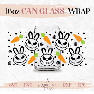 Jack Easter Bunny Can Glass SVG, Easter Jack Cut File Svg, Happy Easter Holiday Wrap Svg