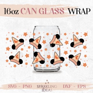 Magical Pink Mouse Ears Sorcerer LIBBEY Can glass wrap SVG 16oz, Sorcerer Mickey Libbey Glass Svg, Sorcerer Ears Hat Wrap Svg