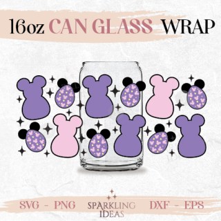 Mickey Peeps Libbey Can Glass SVG, Easter Bunny Cut File Svg, Happy Mouse Easter Eggs Wrap Svg