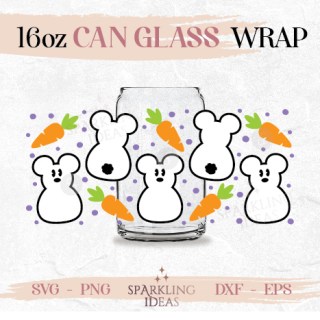 Mouse Peep Tail Libbey Can Glass SVG, Mouse Ears Easter Bunny Cut File Svg, Happy Easter Holiday Wrap Svg, Mouse Ears Svg