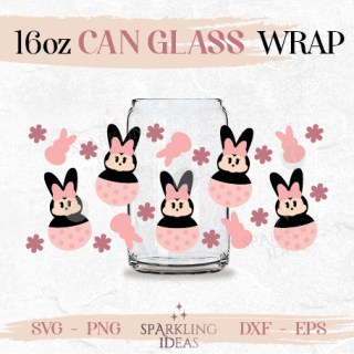 Mouse Girls Peeps Can Glass SVG, Mouse Bow Easter Bunny Cut File Svg, Happy Easter Holiday Wrap Svg, Marshmallow Peeps Svg