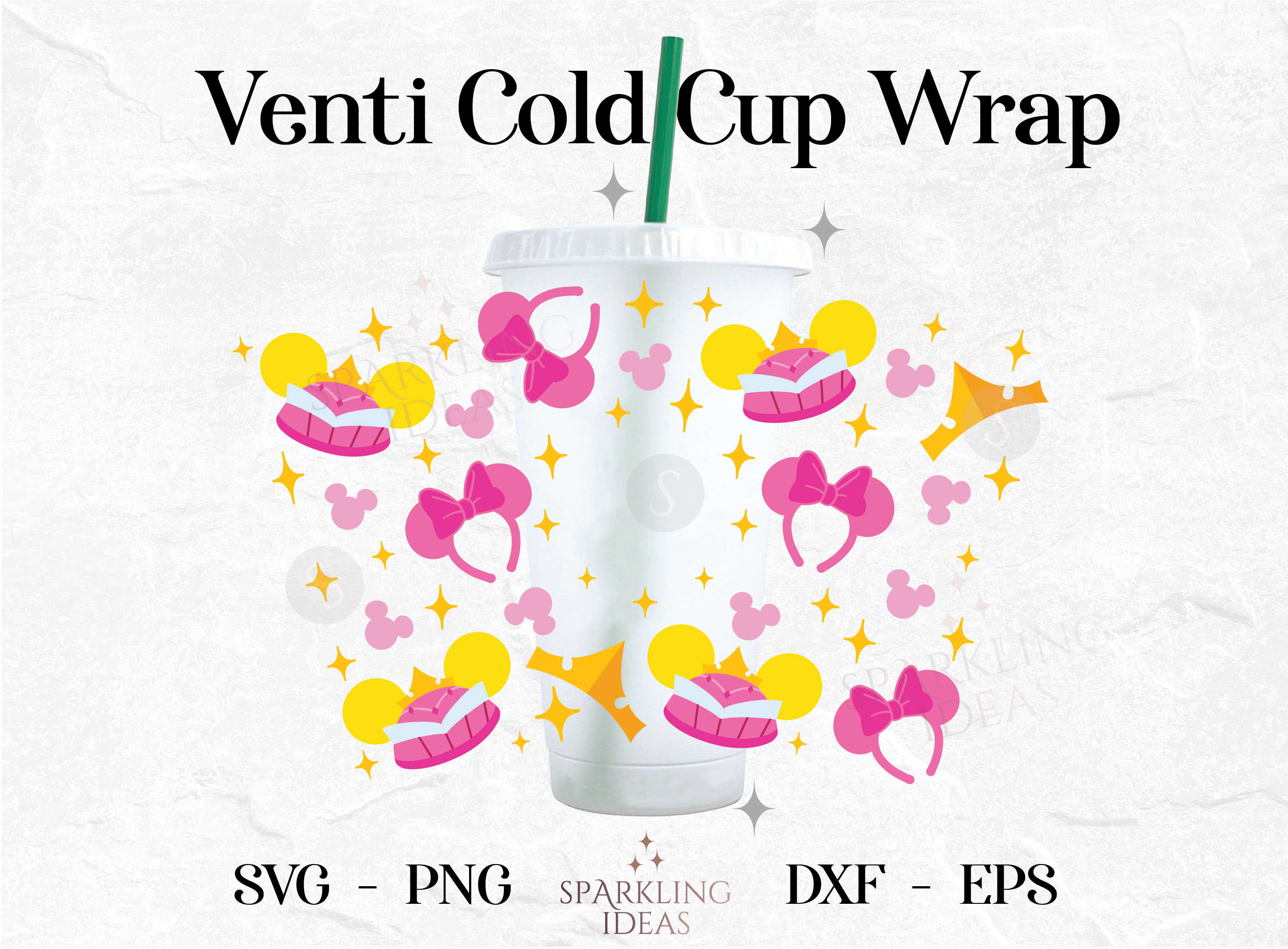 Aurora Ears SVG Wrap for Cold Cup, Sleeping Beauty Cold Cup Svg, Princess Crown Wrap Svg