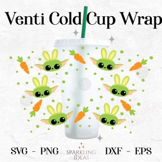 Baby Yoda Easter Bunny For Cold Cups SVG, Easter Ears Cold Cup Svg, Happy Easter Holiday Wrap Svg