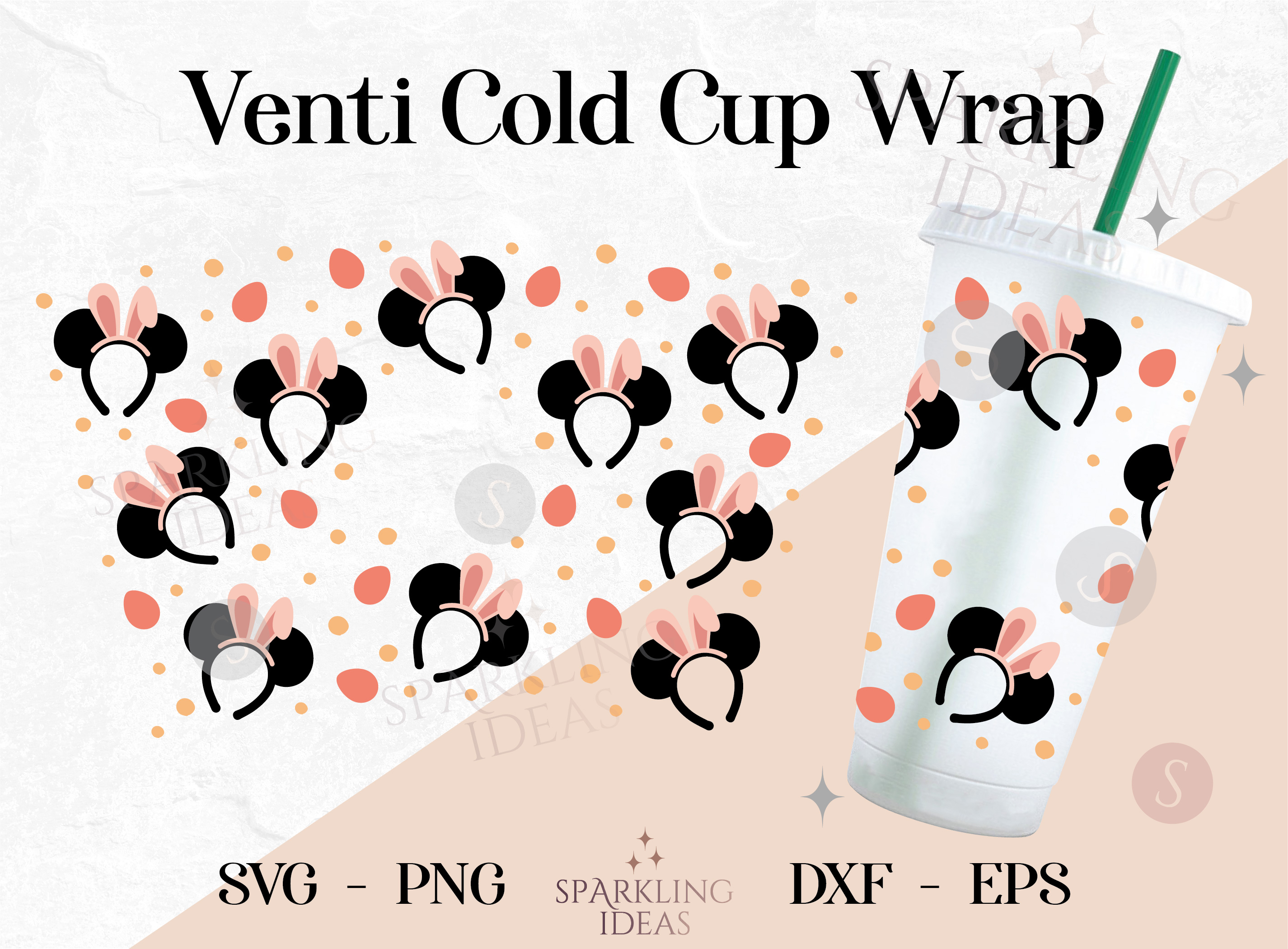 EasterĀ Bunny Ears For Cold Cups SVG,Ā MouseĀ EasterĀ HeadbandĀ Bunny Cold Cup Svg, HappyĀ EasterĀ Mouse Rabbit Wrap Svg - Image 2