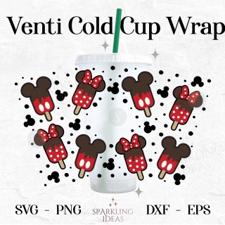 Mouse Ears Popsicles Wrap For Cold Cups 24oz SVG, Ice Cream Ears Cold Cup Svg, Summer Snack Mouse Inspired Wrap Svg
