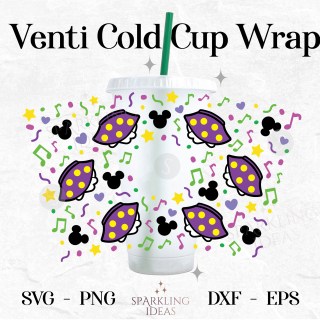 Mouse Dress for Cold Cups SVG, Mardi Gras Cold Cup Svg, Mouse Inspired Wrap Svg, Mouse Svg