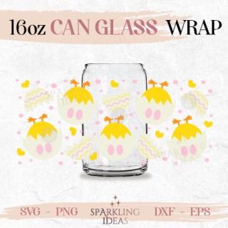 Chick Easter Egg Can Glass SVG, Mouse Easter egg chick Cut Files, Easter Mouse Buttons Wrap Svg