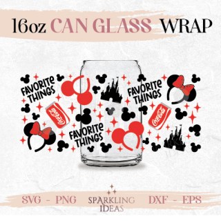 Favorite Things Mickey Ears and Coke Can glass wrap SVG 16oz, Magical Castle  Glass Svg, Mouse Ears Headband Wrap Svg