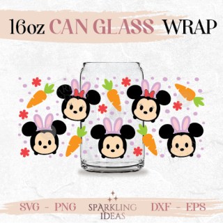 Easter Mouse Can Glass SVG, Tsum Tsum Mouse Ears Wrap Svg, Easter Ears Wrap svg