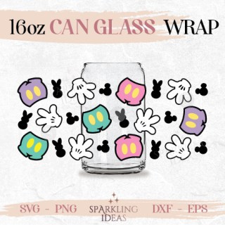 Mouse Pants Gloves Can glass wrap SVG 16oz, Easter Rabbit Glass Svg, Mouse Easter Inspired Wrap Svg