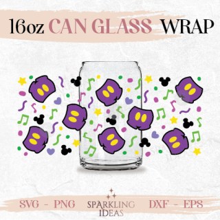 Mouse Pants Can glass wrap SVG 16oz, Mardi Gras Glass Svg, Mouse Inspired Wrap Svg, Mouse Ears Svg