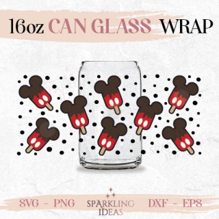 Mouse Ears Popsicles Can glass SVG 16oz, Ice Cream Mouse Ears Glass Svg, Summer Snack Mouse Inspired Wrap Svg