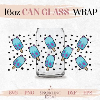 Sulley Popsicles Can glass SVG 16oz, Ice Cream Monster Inc Glass Svg, Summer Snack Inspired Wrap Svg