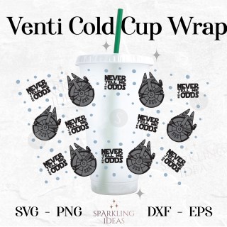  Never tell me the Odds Wrap For Cold Cups SVG, Millennium Falcon Cold Cup Svg, Star Wars Wrap Svg, Rebel Svg