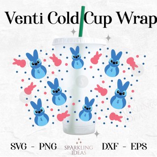 Stitch Peep Cold Cup Wrap SVG, Easter Bunny Cold Cup Svg, Happy Easter Lilo and Stitch Wrap Svg