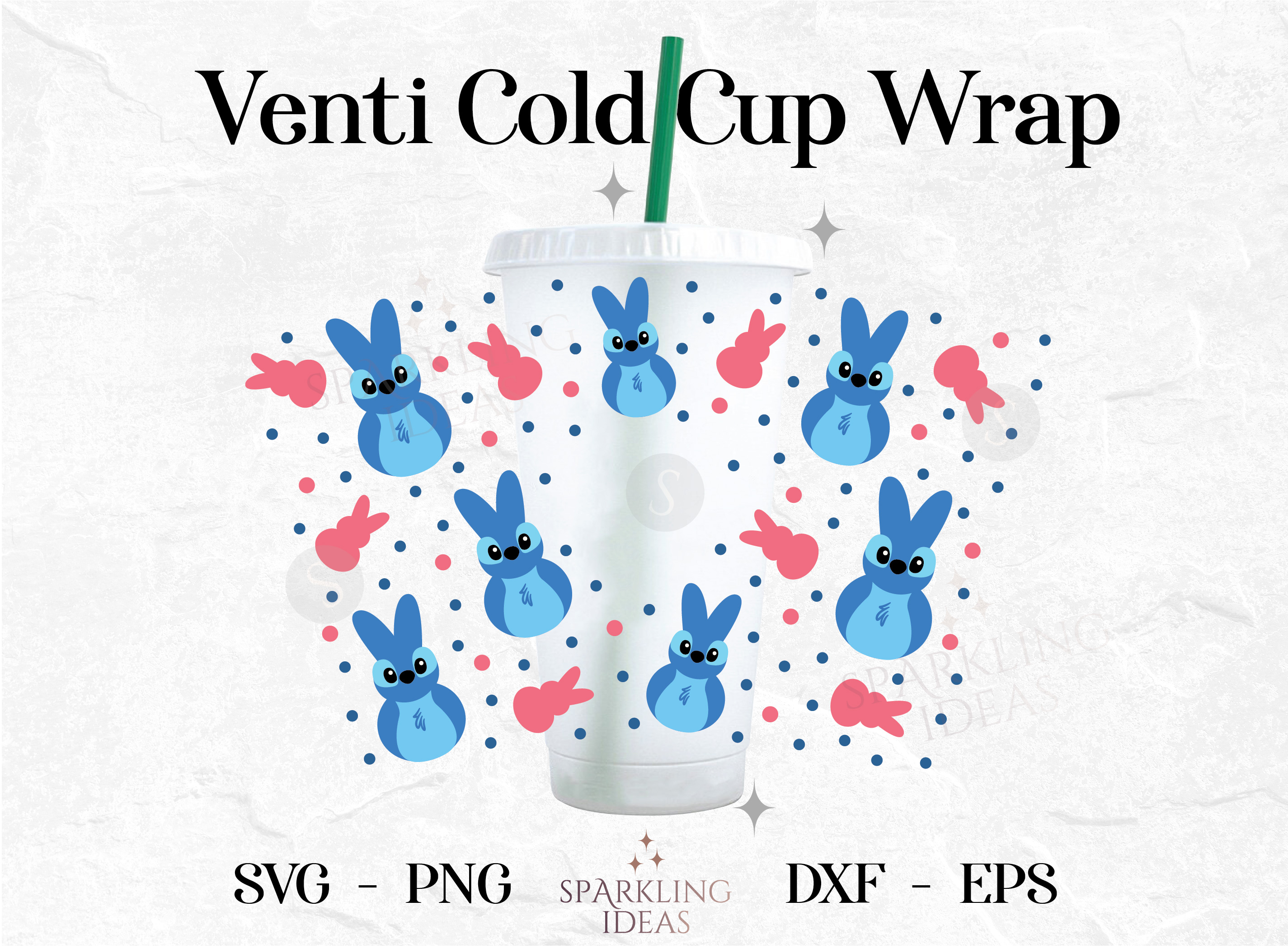 Stitch Peep Cold Cup Wrap SVG, Easter Bunny Cold Cup Svg, Happy Easter Lilo and Stitch Wrap Svg